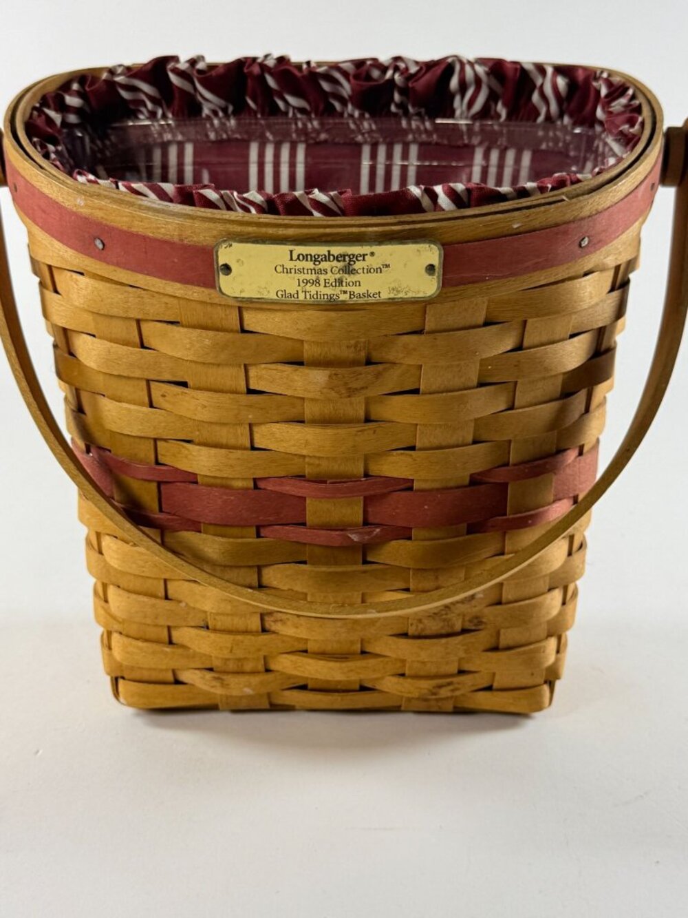 Longaberger Christmas Collection 1998 Glad Tidings Basket W/ Liner & Protector